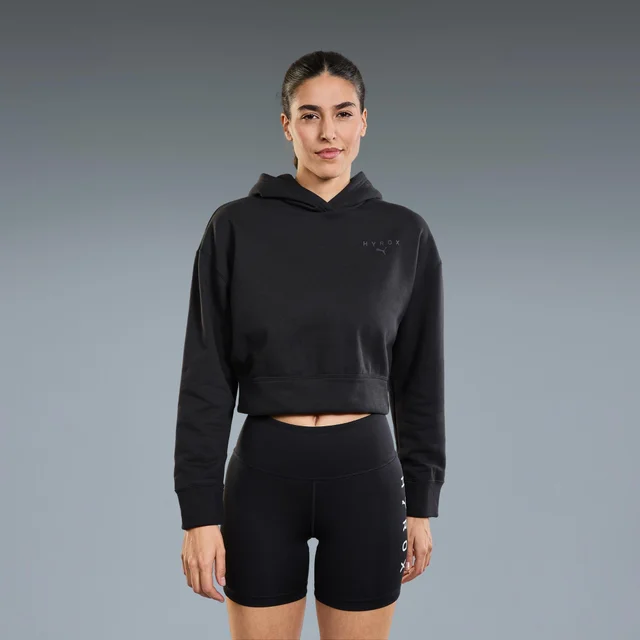 WORLD CROPPED HOODIE WOMEN'S - black